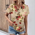 thumbnail image 1 of Jacenvly 2024 new summer blouses for women Leisure Women's Printed Button-up Short Sleeve Top Shirt T-shirt Top Shirt comfortable Floral v neck t shirts ladies plus size tops Multicolor, 1 of 5