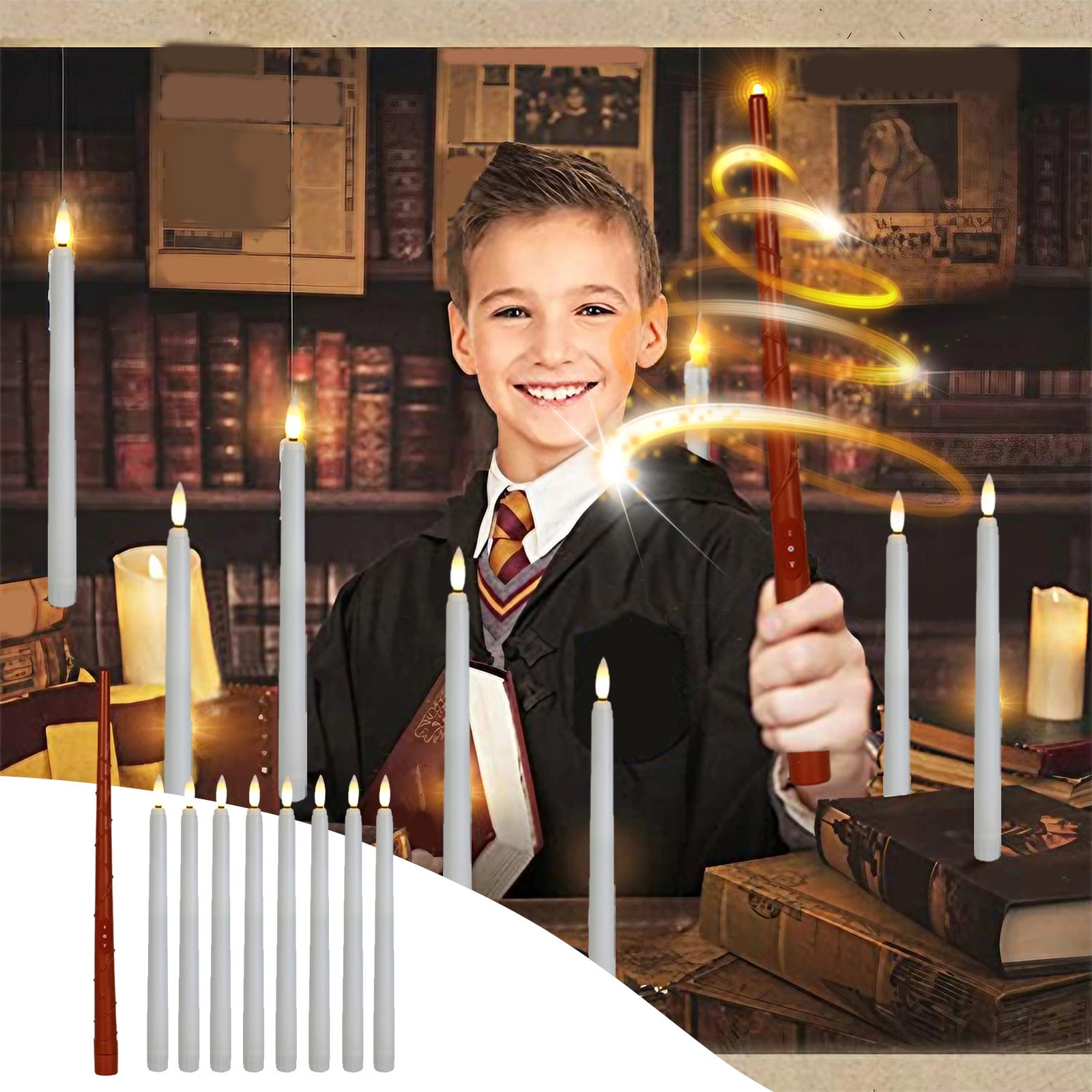 Jacenvly 8pcs LED Flameless Floating Taper Candles With Wand Remote