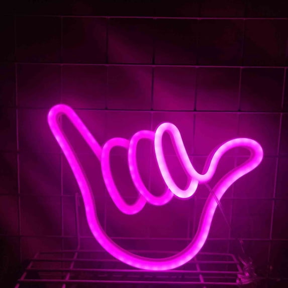 Jacenvly Battery Operated Christmas Lights Neon Finger Modeling Indoor Neon Sign Usb+Battery Dual Use Home Decor