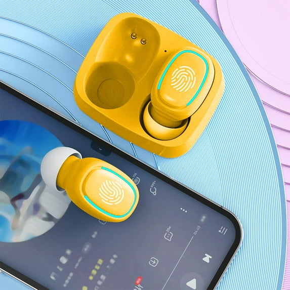 Jacenvly Bluetooth Earbuds Touchs Wireless Bluetooth Headset Macaron Color Mini Invisible Binaural In-Ear In-Bud Bluetooth Headset