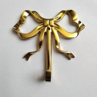 VINTAGE SOLID BRASS BOW RIBBON HANDMADE CLOTHES KEY HANGER HOOK WALL MOUNT
