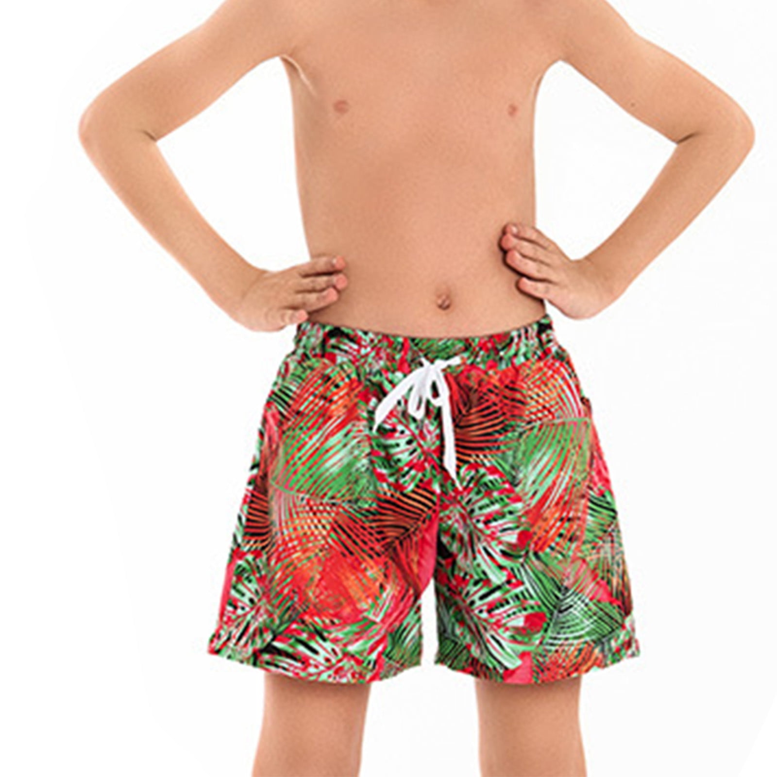 Jacenvly Boys Swim Trunks Clearance Tropical Casual Boys Board Shorts Soft Satiny Swim Trunks Men s Parent Child Large Size Pleated Waist Father and