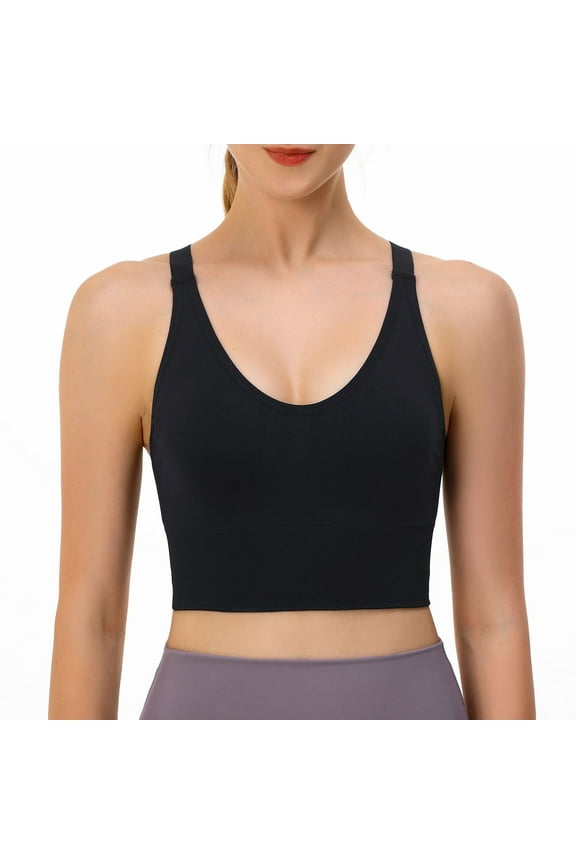 Bras for Women Solid Loose Leisure Cotton Bralettes for Women Comfort Oman Bras with String Quick Dry Shockproof Running Fitness Underwear Black