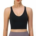 thumbnail image 1 of Jacenvly Bras for Women No Underwire Solid Casual Fashion Sports Bras Comfort Oman Bras with String Quick Dry Shockproof Running Fitness Underwear Black, 1 of 9