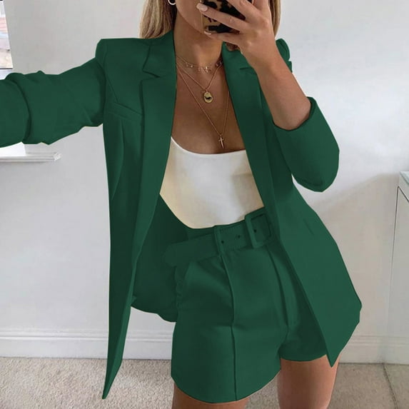 Jacenvly Business Attire Women Lapels Long Sleeve Cropped 2024 Blazers for Women Solid Cardigan Coat Soft Comfort Casual Refined Slimming Blouse