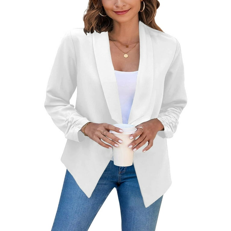 Jacenvly Business Attire Women Clearance Turndown Collar Long Sleeve Short  Blazers for Women Solid Cardigan Coat Soft Skin-Friendly Casual Trendy  Slimming Tops 