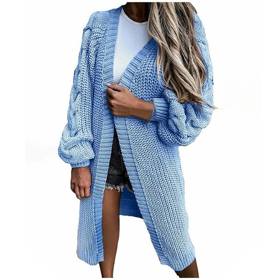 Jacenvly Cardigans For Women Trendy Long Sleeve Solid Knit Fall Sweater Warm Comfort Long Coat Tops Casual Trendy Jacket Blouse