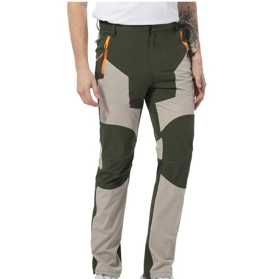 Jacenvly Cargo Pants for Men Contrast Color High Waisted Long Men'S Pants Winter Outdoor Pants for Women Water Proofing Plush Thickened Mountaineering Ski Pants Khaki Trousers for Men