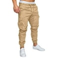thumbnail image 1 of Jacenvly Cargo Pants for Men Long Cargo Pants Elastic Waisted Drawstring Pocket Plain Mens Dress Pants Fashion Joggers Sports Pants - Cotton Pants Trousers Pants, 1 of 6