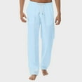 thumbnail image 1 of Jacenvly Cargo Pants for Men Long Straight-Leg Pants Elastic Waisted Pocket Plain Work Pants for Men Summer New Style and Fashionable Pure Cotton and Linen Trousers, 1 of 3