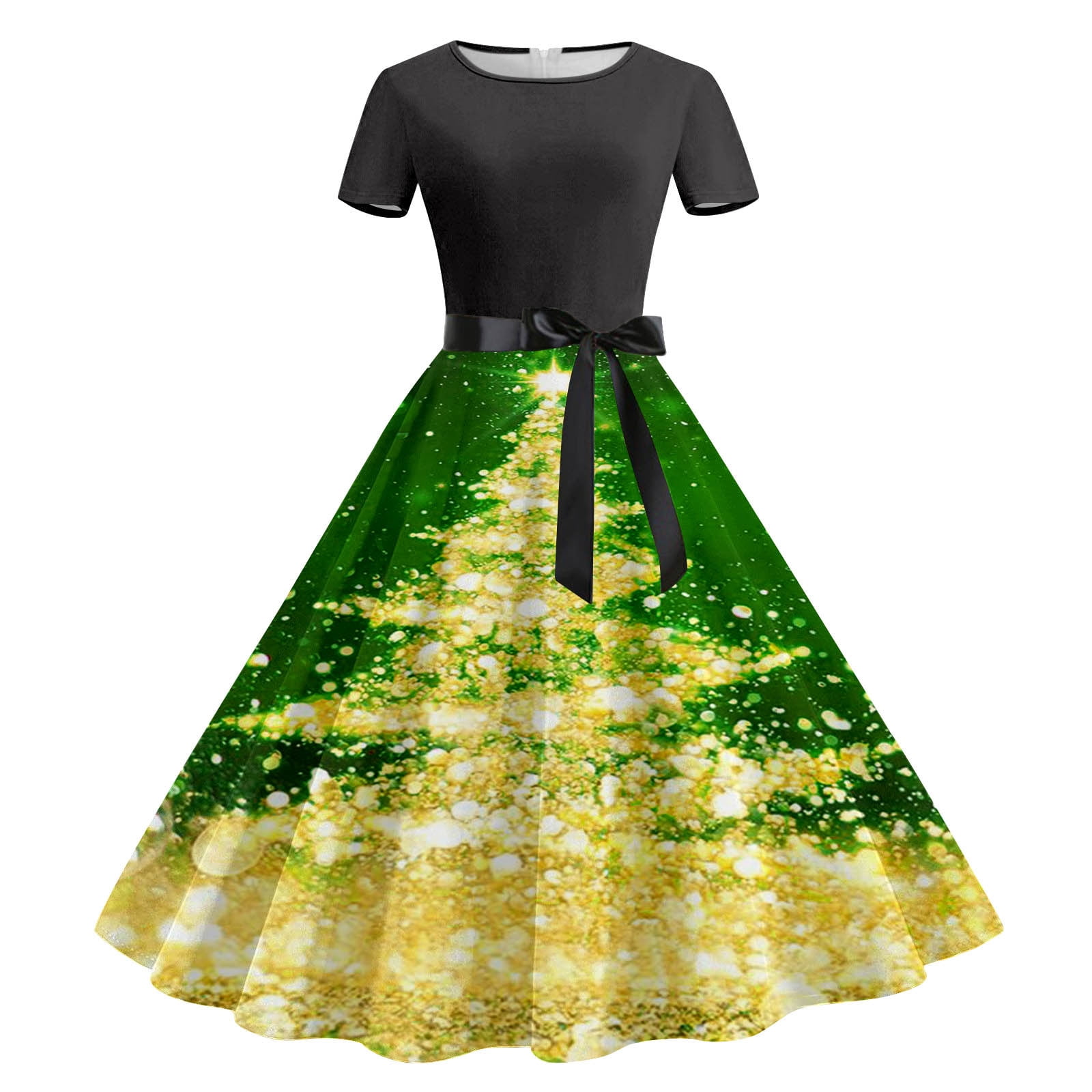 Jacenvly Christmas Dresses for Women Clearance Short Sleeve Christmas