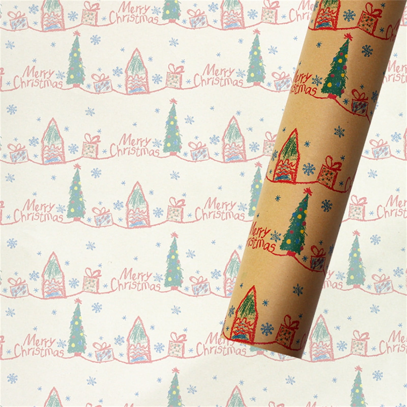 Jacenvly Christmas Wrapping Paper Clearance Christmas Printing Kraft Paper Roll Crafts Art Gift
