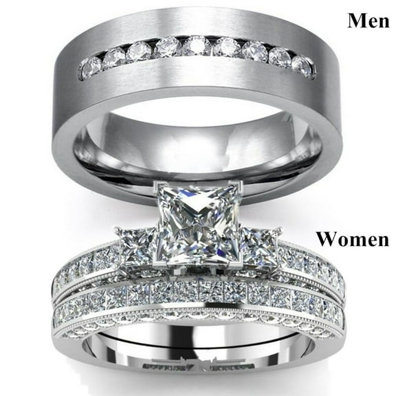 Jacenvly 2024 New Couple Rings Vintage Engagement Wedding Band Ring Set Gifts For Her Birthday Adult