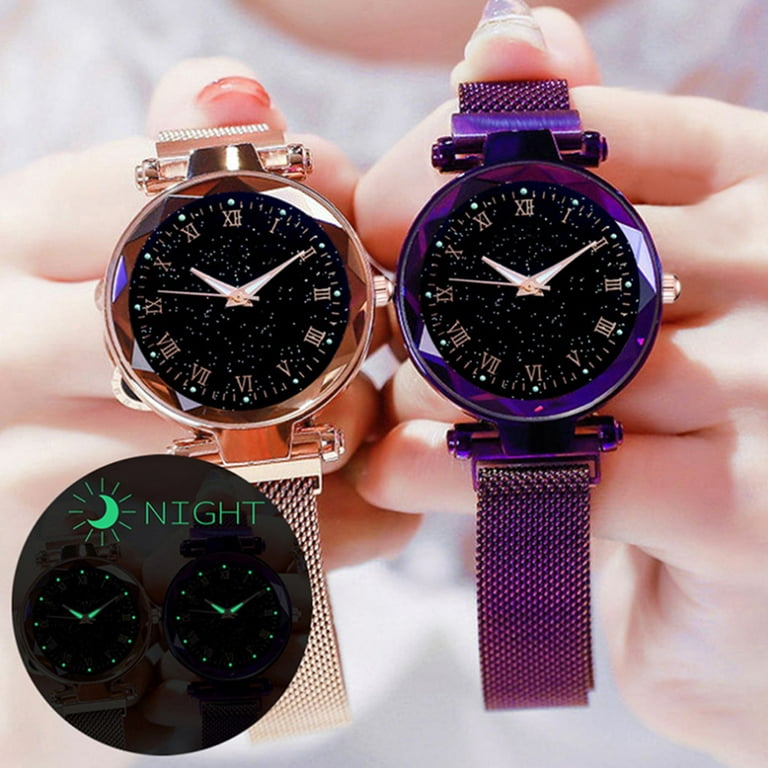 Jacenvly Clearance 2024 New Quartz Watch Net with Magnet Buckle Ladies  Watch Fashion Ladies Watch Cool