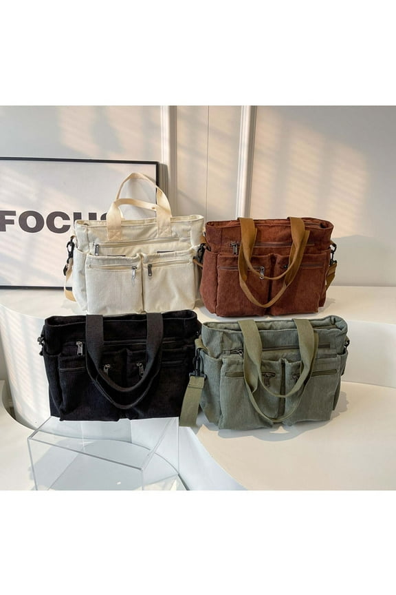 Fall Decorations for Home Corduroy Tote Bag for Women 2024 New Japanese and Korean Multi Compartment Commuting Large Capacity Shoulder Crossbody Bag Christmas Decor