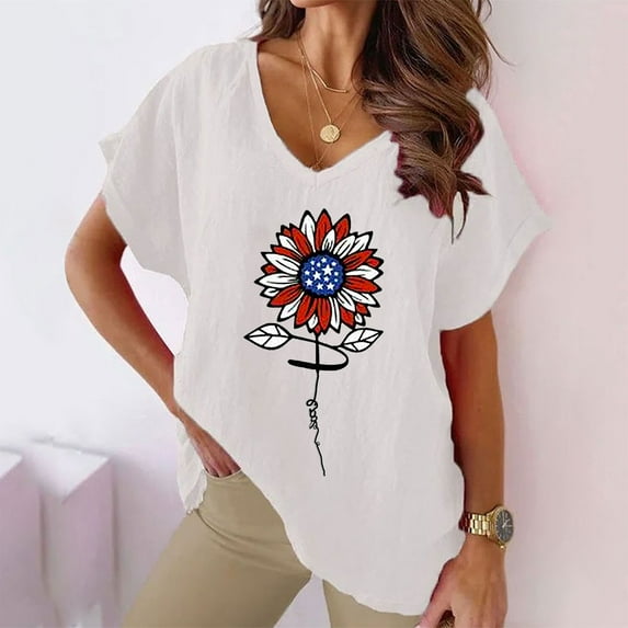 Jacenvly New Juniors Tube Tops Misses V-Neck Print T-Shirts Fashion Comfortable Female Blouses Tops