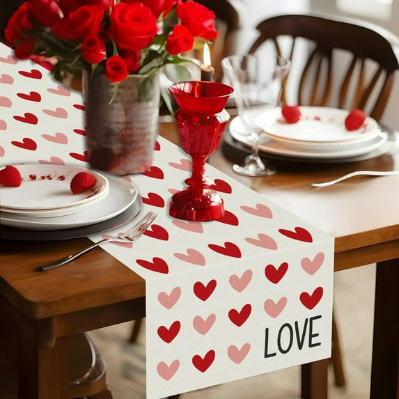 Jacenvly Clearance Valentines Day Gifts Colorful Love Table Flag Valentine's Day Restaurant Living Room Tabletop Decoration Wedding Anniversary Ambience Decoration Four Sizes Available Home Decor