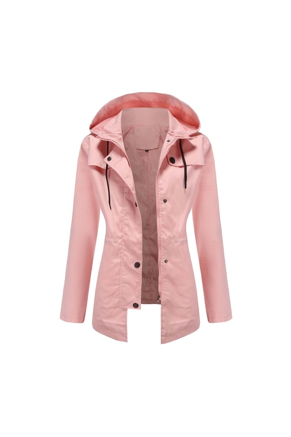 Womens Plus Anoraks Women's Rain Jacket Lightweight Hooded,Lightweight Hooded Jacket Solid Wind Jacket Outdoor Windcoat Windproof
