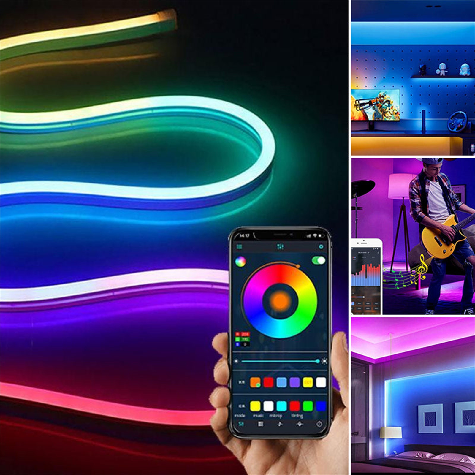 Jacenvly Color Changing LED Strips App/Remote Control Rainbows Tape