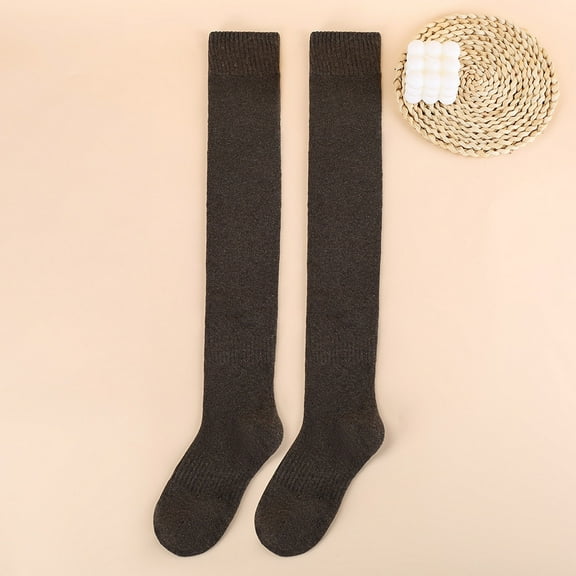 Jacenvly Socks for Women Solid Knee-High Socks Soft Comfortable Breathable Socks Fashion Warm Gifts Solid Casual Winter Cotton Knit Lengthened stockings