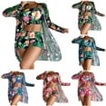 thumbnail image 1 of Jacenvly Cover up 3 Piece Bikini Sets for Women Cozy Long Sleeve Swimsuit Floral with Cover up Surfing Swimwear Comfortable Women'S Printed Bikini Straps Split Set Three Piece Set Blue, 1 of 11