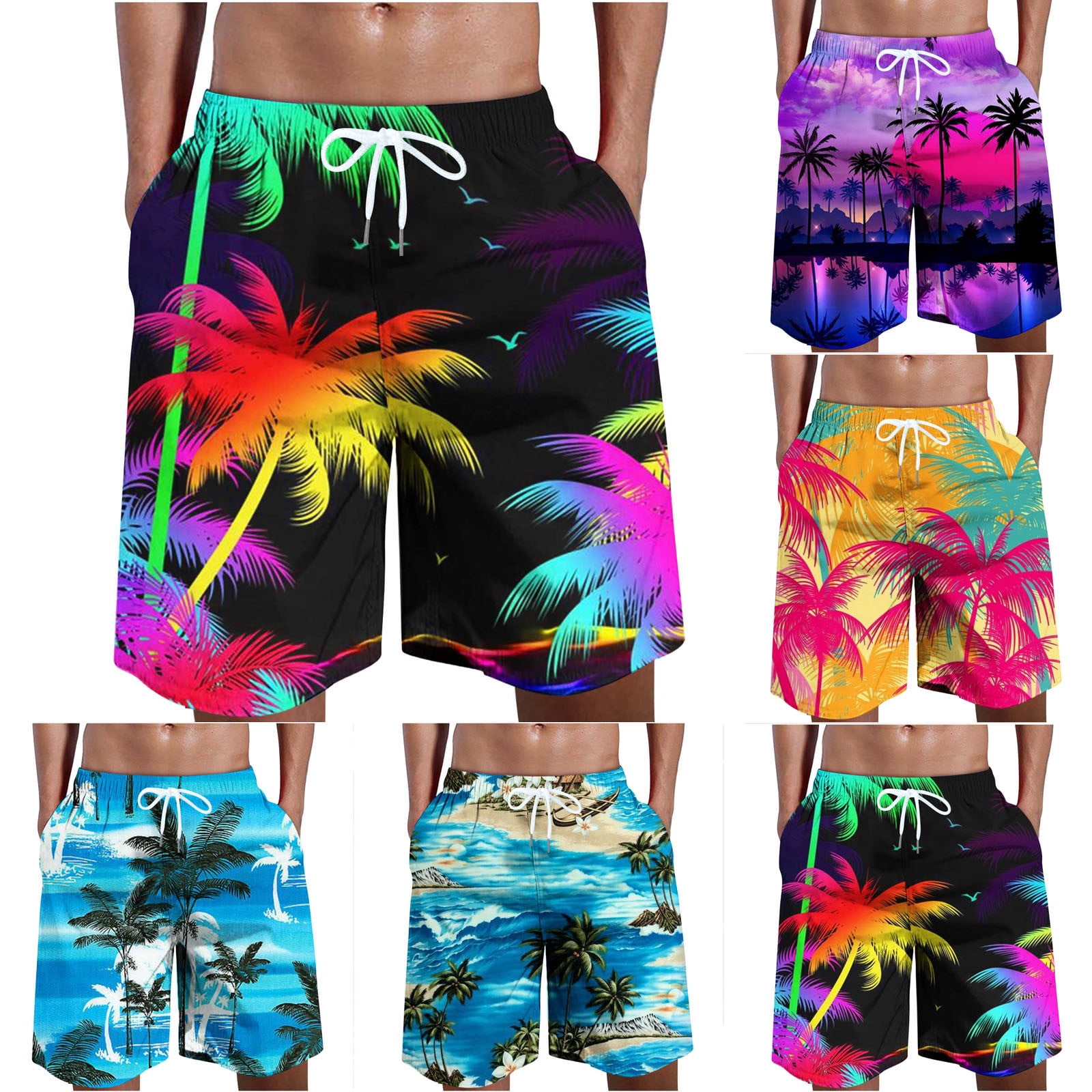 Jacenvly Endless Summer Men's Shorts Clearance Print Trendy Beach Pants ...