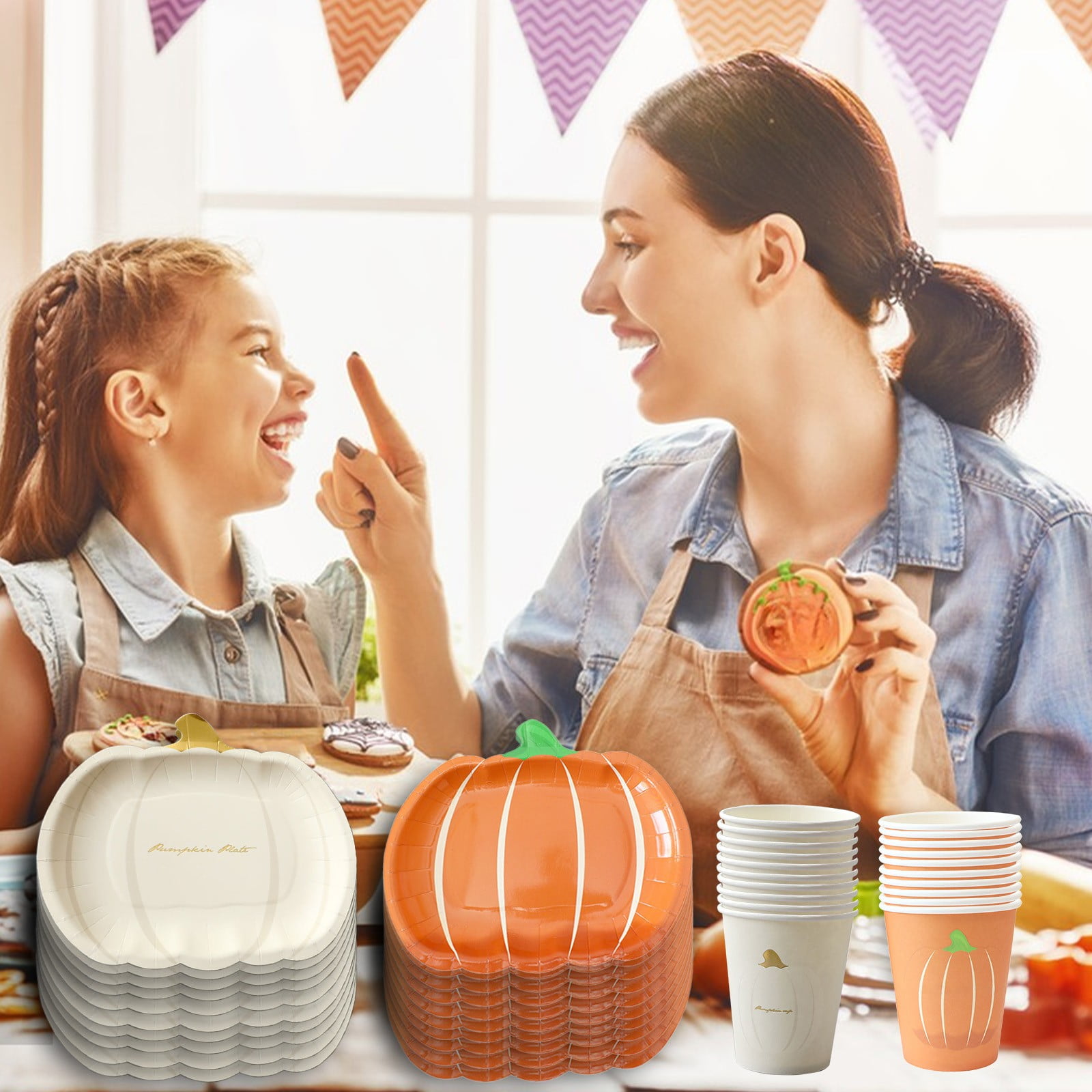 Jacenvly Fall Decorations for Home Pumpkin Paper Saucer Paper Cup ...