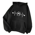 thumbnail image 1 of Jacenvly Fall & Winter Clothes Graphic Hoodies Y2K Women's Long Sleeved Dog Paw Print Printed Hooded Pocket Sweater, 1 of 2