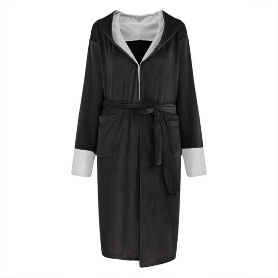 Jacenvly Fall & Winter Clothes Winter Clearance Jacket Coat Unisex Women Lengthened Plush Shawl Bathrobe Long Sleeve Robe Hooded Outerwear Coat