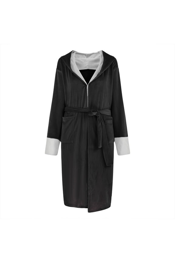 Fall & Winter Clothes Winter Clearance Jacket Coat Unisex Women Lengthened Plush Shawl Bathrobe Long Sleeve Robe Hooded Outerwear Coat