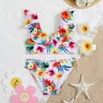 thumbnail image 1 of Jacenvly Girls Two Piece Swimsuit Clearance Quick Drying Girls Swimwear Children's Swimsuit Long Sleeve Print Swimsuit Bikini Bathing Suit Swimming Two-Piece Set 6-7 Years Multicolor, 1 of 8