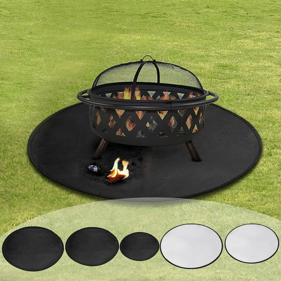 Jacenvly Home Decor 30 Inch Circular Fire Mat Good Fire and Heat Insulation Effect Fire Stove Mat Coating Aluminium Film Coating Burn Oven Mat
