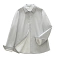 thumbnail image 1 of Jacenvly Jackets for Women Casual 2024 Solid Fleece Jacket Soft Comfort Long Sleeve Cardigan Lapels Button up Outerwear Loose Casual Thigh Length Blouse, 1 of 3