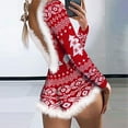 thumbnail image 1 of WQJNWEQ Lingerie for Women Plus Size Ladies Christmas Snowflake Print Feather Trim Button Front Adult Onesie Home Wear Siamese Pajamas, 1 of 6