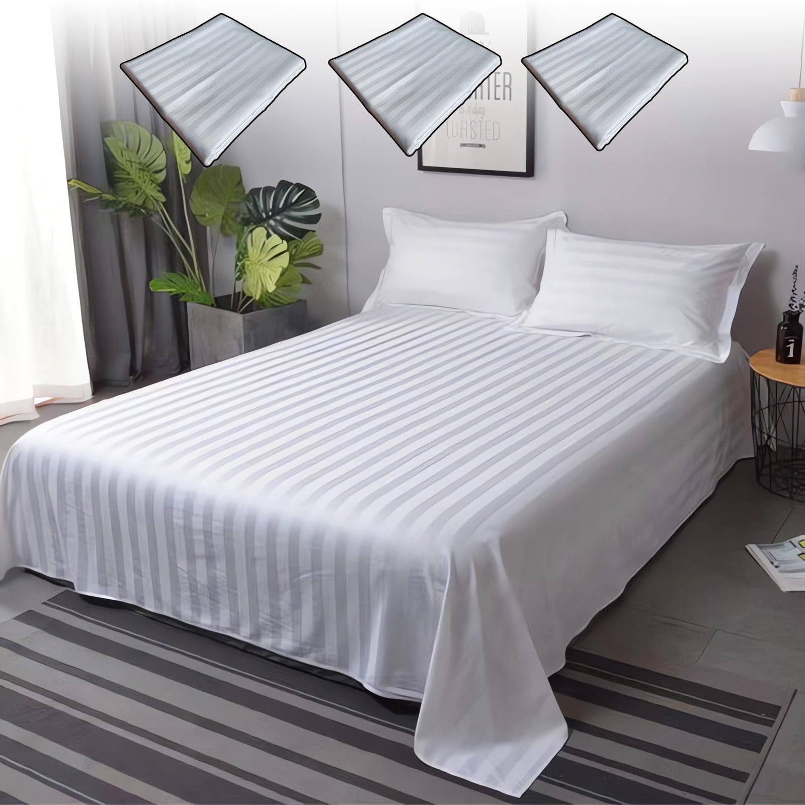 Jacenvly Living Room Decor Guesthouse School Bath White Satin Strip ...