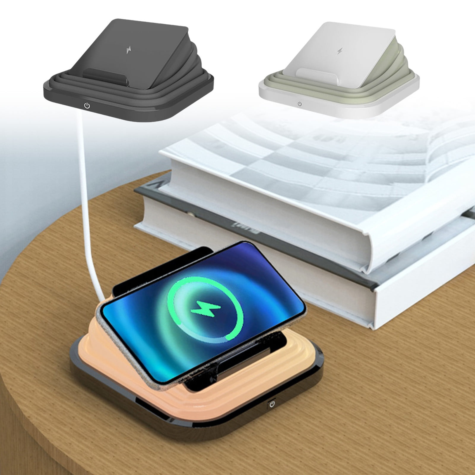 Jacenvly Living Room Decor Wireless Charger Sleeping Night Light ... - Wireless Charging Station With Storage For Living Rooms