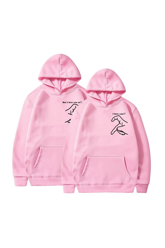 Matching Couples Sweatshirt Long Sleeve Shirts Heart Pattern Hooded Loose Fashion Valentine'S Day Printed Hooded Plush Hoodie Top Hooded Hoodie Pink