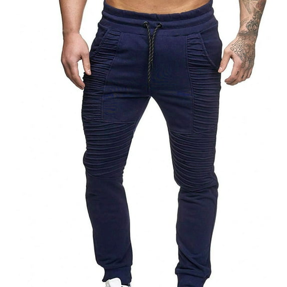 Jacenvly Men'S Pants Long Skinny Pants Elastic Waisted Drawstring Pocket Plain Trousers for Men Spring and Hip-Hop Design Sports Fitness Loose Trousers
