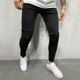 thumbnail image 1 of Jacenvly Men'S Pants Slim Fit Long Skinny Pants Mid Waisted Pocket Plain Trousers for Men Casual Fitness Bodybuilding Skin Full Length Sports Pants, 1 of 7