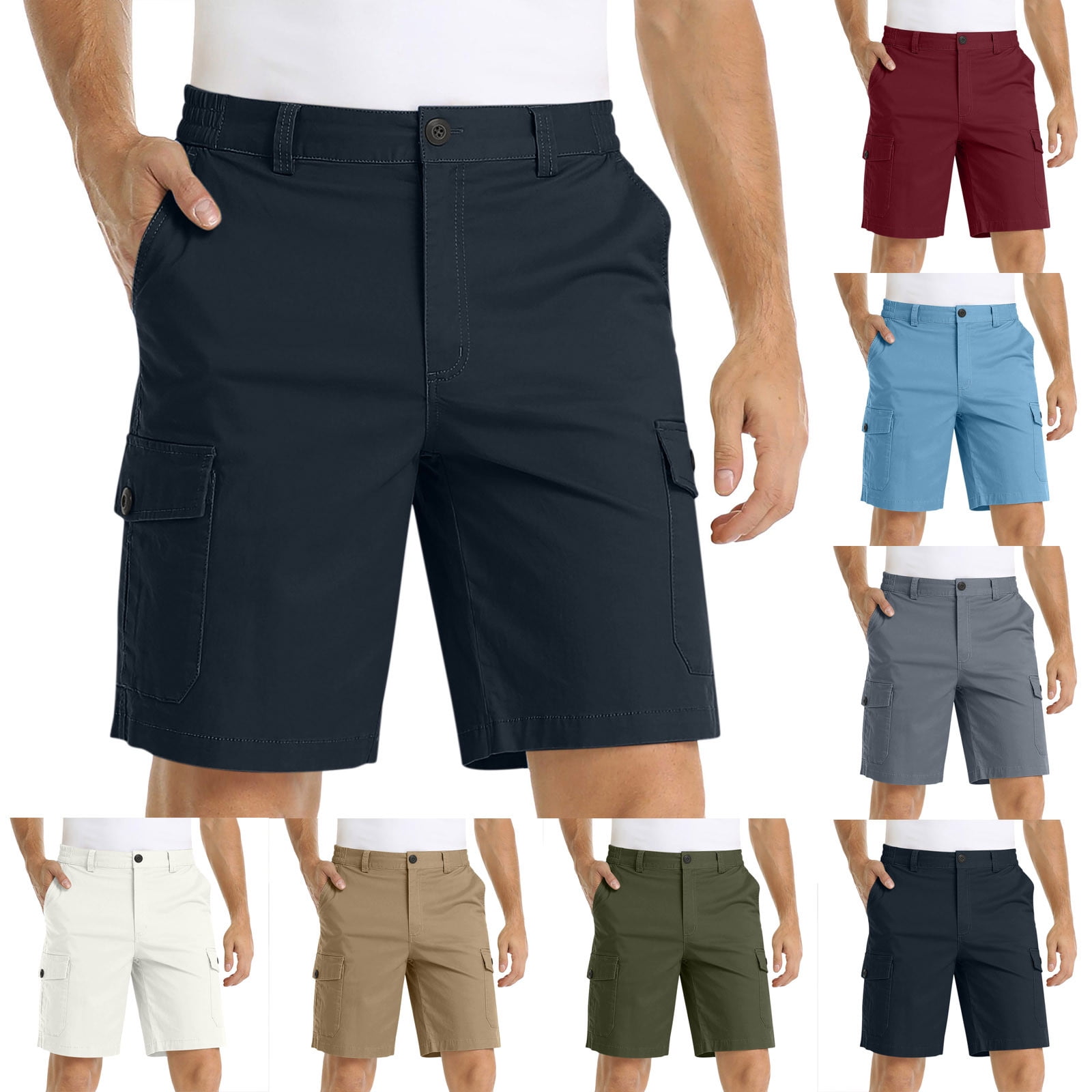 Jacenvly Men's Casual Summer Shorts Clearance Solid Loose Plus Size