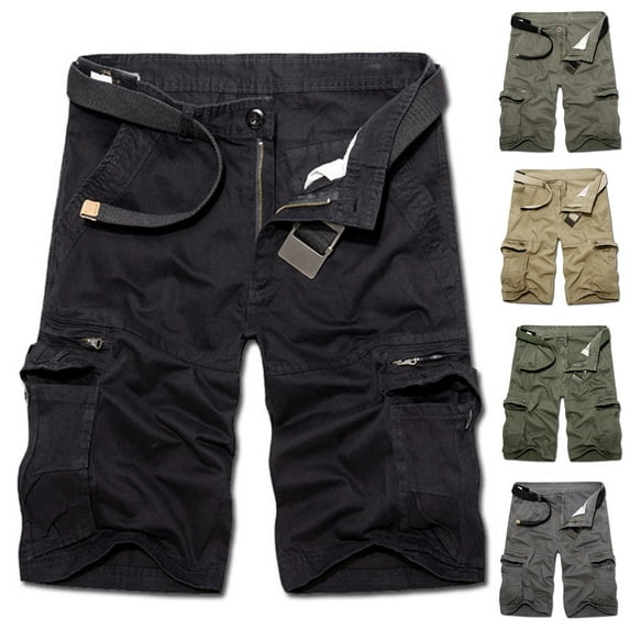 Jacenvly Men's Casual Summer Shorts Solid Loose Plus Size Board Shorts Quick Drying Men's Pure Color Outdoors Pocket Beach Work Trouser Cargo Shorts Pant Gray