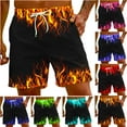 thumbnail image 1 of Jacenvly Mens Board Shorts Multicolor Loose Swim Trunks for Men Skin-Friendly Men's Flame Printing Special Print Beach Casual Trouser Shorts Pant Red, 1 of 10