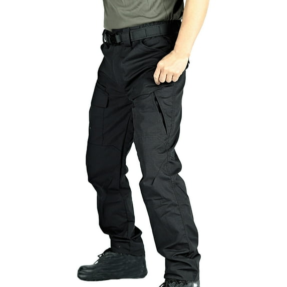 Jacenvly Mens Cargo Pants Solid High Waisted Long Pants for Men Men'S Pants Multiple Pockets Cargo Work Wear Cargo Pocket Black Trousers for Men