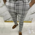 thumbnail image 1 of Jacenvly Mens Dress Pants Long Suit Pants Mid Waisted Pocket Square Trousers for Men Dress Pants,Casual Plaid Flat-Front Skinny Business Pencil Pants Pocket, 1 of 3