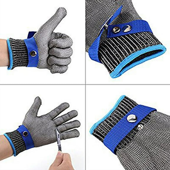 Jacenvly Mens Gloves on Cut Proof Stab Stainless Steel Gloves Metal Mesh Butcher Valentines Day Decorations