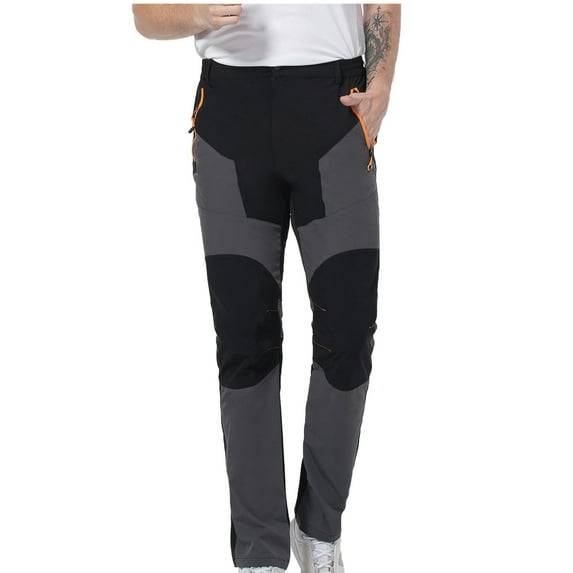 Jacenvly Mens Jogger Pants Contrast Color High Waisted Long Sweatpants Winter Outdoor Pants for Women Water Proofing Plush Thickened Mountaineering Ski Pants Black Trousers for Men