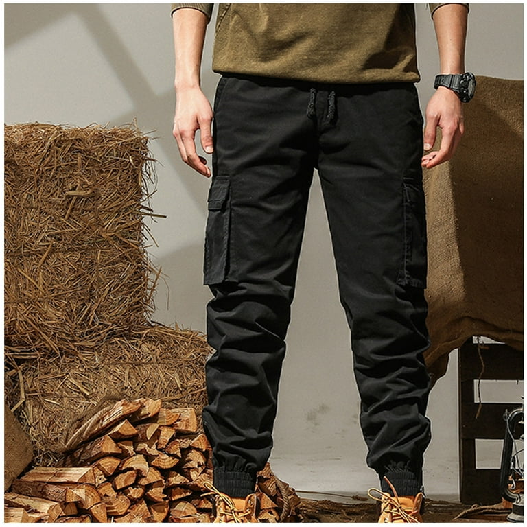 Jacenvly Mens Jogger Pants Clearance Solid High Waisted Long Sweatpants Men Fashion Casual with Pocket Sport Pants Black Trousers for Men Walmart