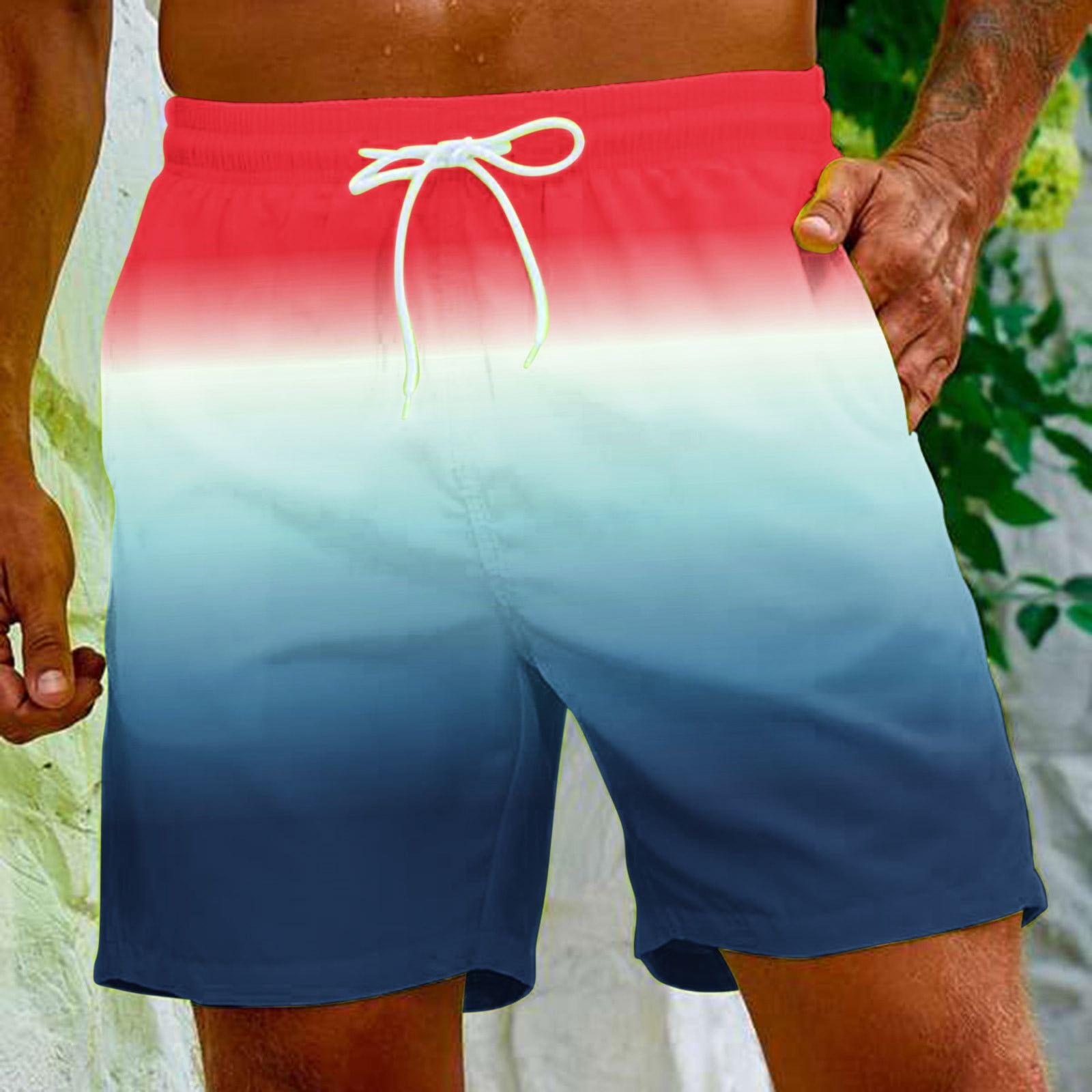 Jacenvly Mens Shorts Gradient Color Fashion Board Shorts for Men ...