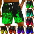 thumbnail image 1 of Jacenvly Mens Shorts Multicolor Fashion Board Shorts for Men Swimming Soft Satiny Men's Flame Printing Special Print Beach Casual Trouser Shorts Pant Red, 1 of 1