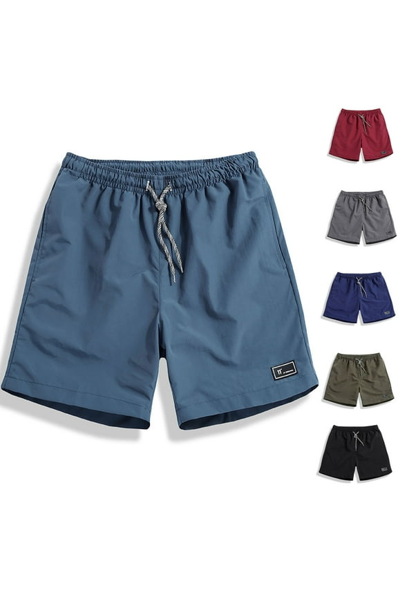 Mens Shorts Solid New Style Board Shorts for Men Swimming Soft Satiny Fashion Man Casual Loose Sport Bandage Summer Pants Activewear Shorts Blue